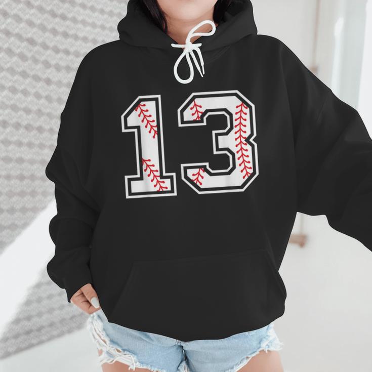 Lucky Number 13 Baseball Mom Baseball Number 13 Lucky 13 Wmen Hoodie