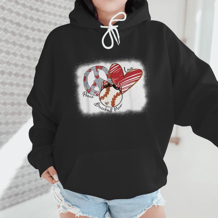 Peace Love Baseball Mom Mommy Wmen Hoodie