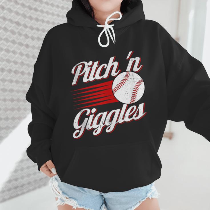 Pitch 'n Giggles Baseball Player Women Baseball Mom Wmen Hoodie Pitch 'n Giggles Baseball Player Women Baseball Mom Wmen Hoodie