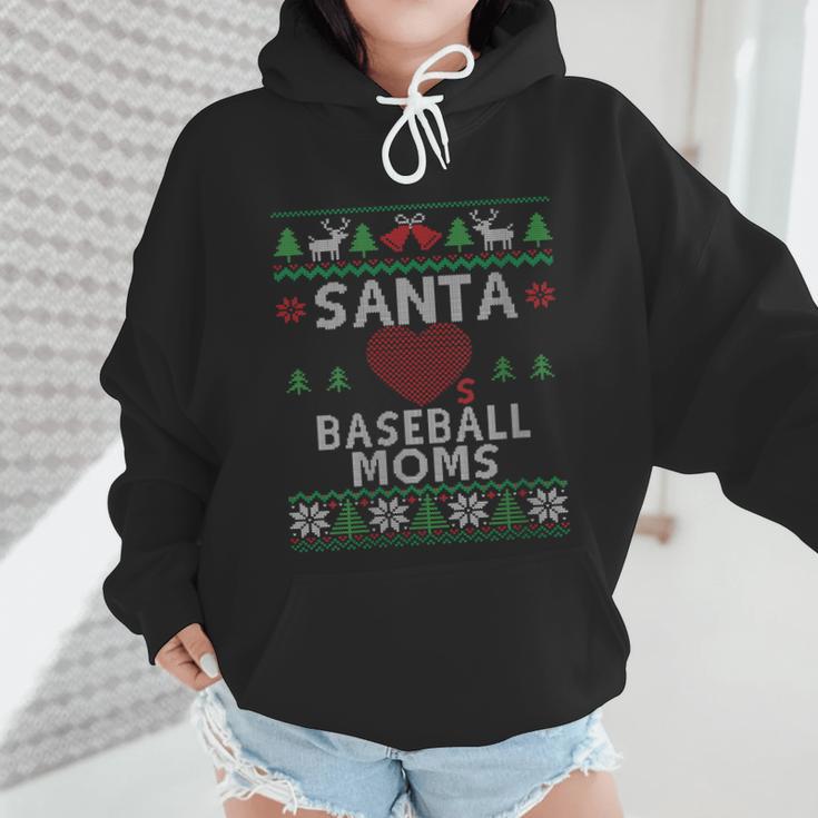 Santa Loves Baseball Moms Ugly Christmas Wmen Hoodie