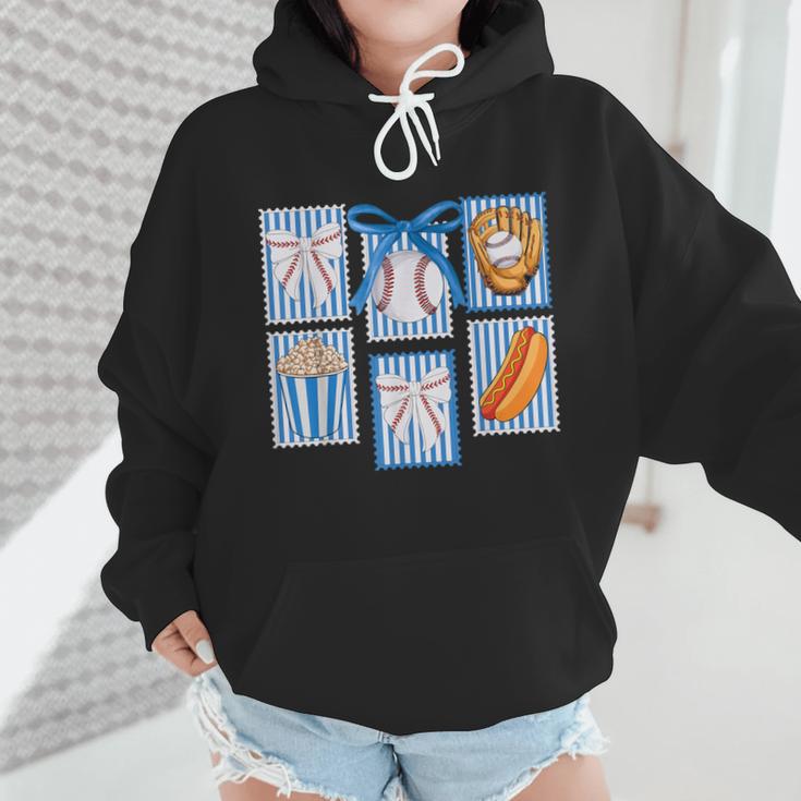 Stamps Coquette Bow Baseball Kids Youth Girls Baseball Mom Wmen Hoodie