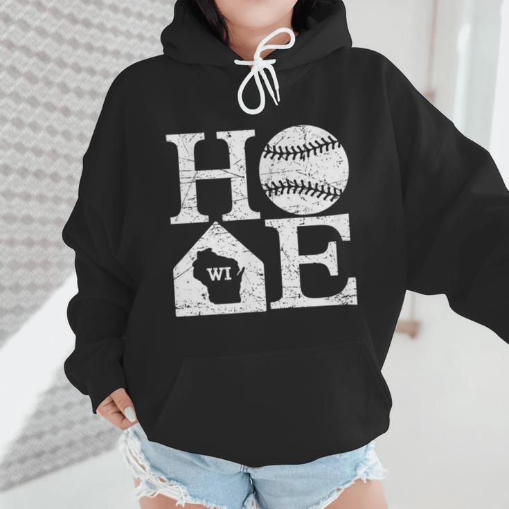 Vintage Baseball Home Wisconsin State Outline Baseball Mom Wmen Hoodie Vintage Baseball Home Wisconsin State Outline Baseball Mom Wmen Hoodie
