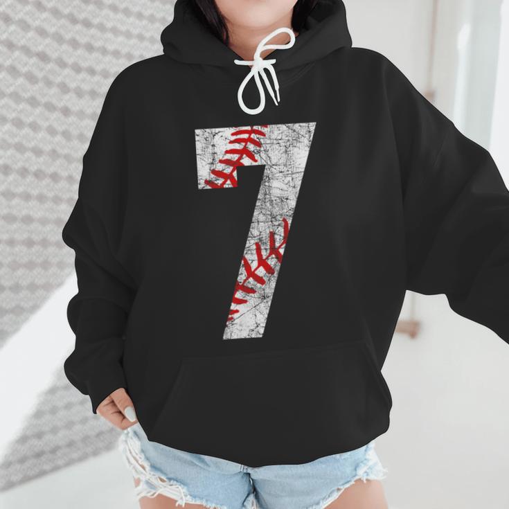 Vintage Baseball Mom 7 Jersey Baseball Favorite Player Wmen Hoodie