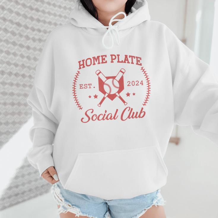 2024 Home Plate Social Club Softball Season Tee Baseball Mom Premium Wmen Hoodie