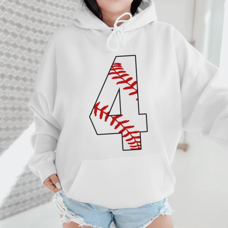 4 Laces 4th Birthday Boy Four Years Baseball Mom T-Shirt Wmen Hoodie