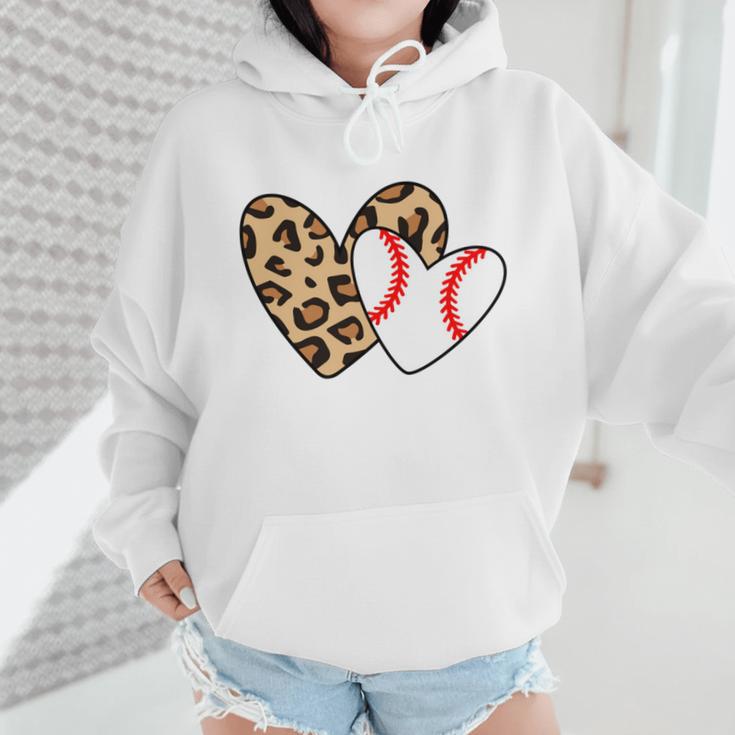 Baseball Heart Leopard Heart Sport Baseball Mom Wmen Hoodie Baseball Heart Leopard Heart Sport Baseball Mom Wmen Hoodie