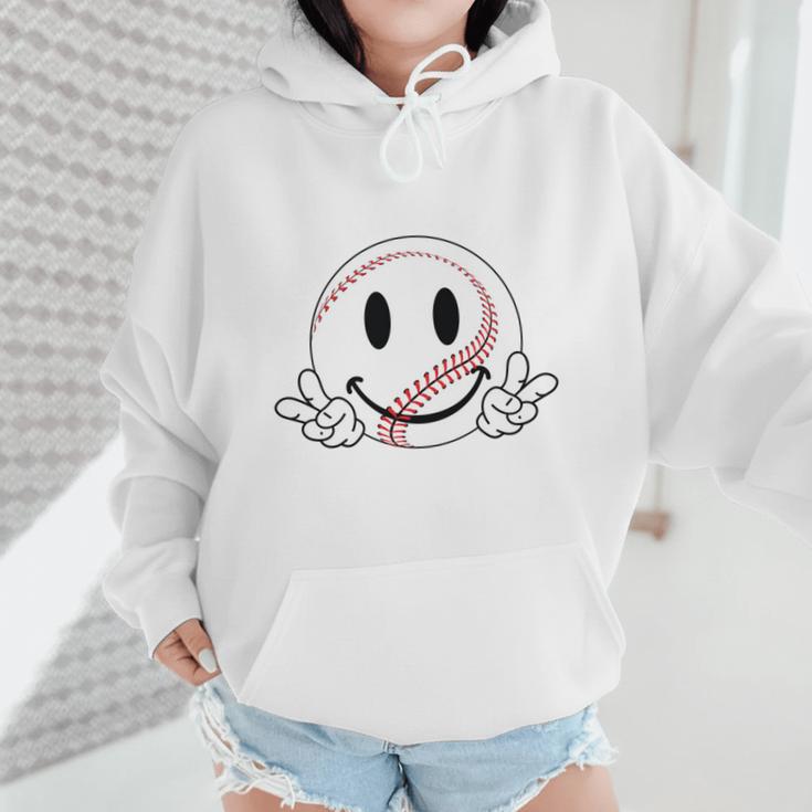 Baseball Mom Era Ball Mom Smile Face Groovy Mother's Day Wmen Hoodie Baseball Mom Era Ball Mom Smile Face Groovy Mother's Day Wmen Hoodie