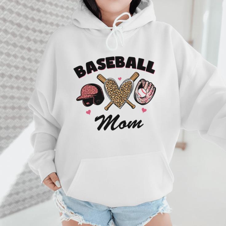 Baseball Mom Leopard Heart Game Day Love Mommy Wmen Hoodie Baseball Mom Leopard Heart Game Day Love Mommy Wmen Hoodie