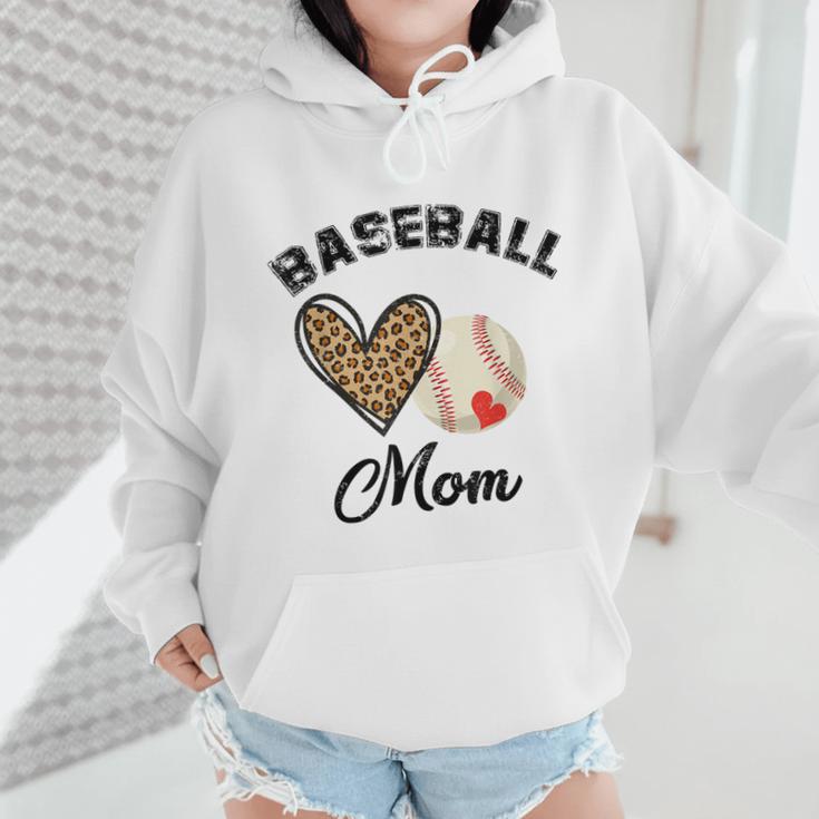 Baseball Mom Leopard Heart Baseball Player Kids Wmen Hoodie