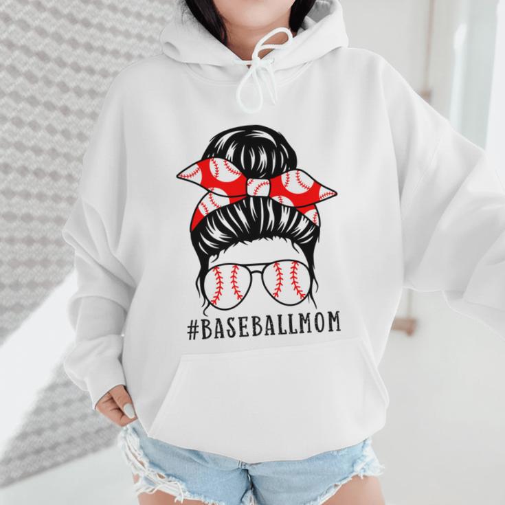 Baseball Mom Leopard Messy Bun Game Day Wmen Hoodie Baseball Mom Leopard Messy Bun Game Day Wmen Hoodie