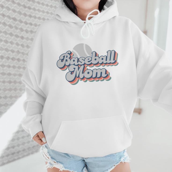 Baseball Mom Sporty Retro Baseball Team Momma Gray Wmen Hoodie