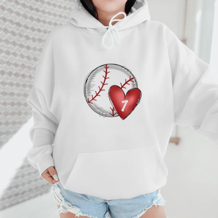 Bleached Custom Baseball Mom Number 7 Heart For Mom Wmen Hoodie Bleached Custom Baseball Mom Number 7 Heart For Mom Wmen Hoodie