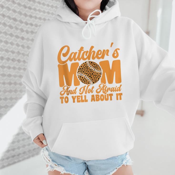 Catcher's Mom And Not Afraid Leopard Baseball Mom Wmen Hoodie Catcher's Mom And Not Afraid Leopard Baseball Mom Wmen Hoodie
