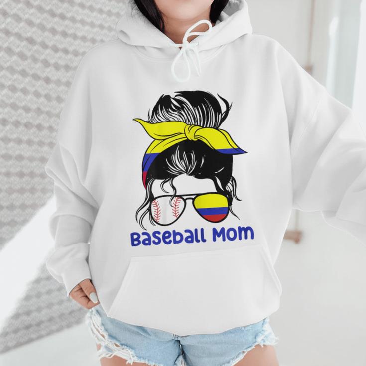 Colombia Baseball Mom Messy Bun Wmen Hoodie Colombia Baseball Mom Messy Bun Wmen Hoodie
