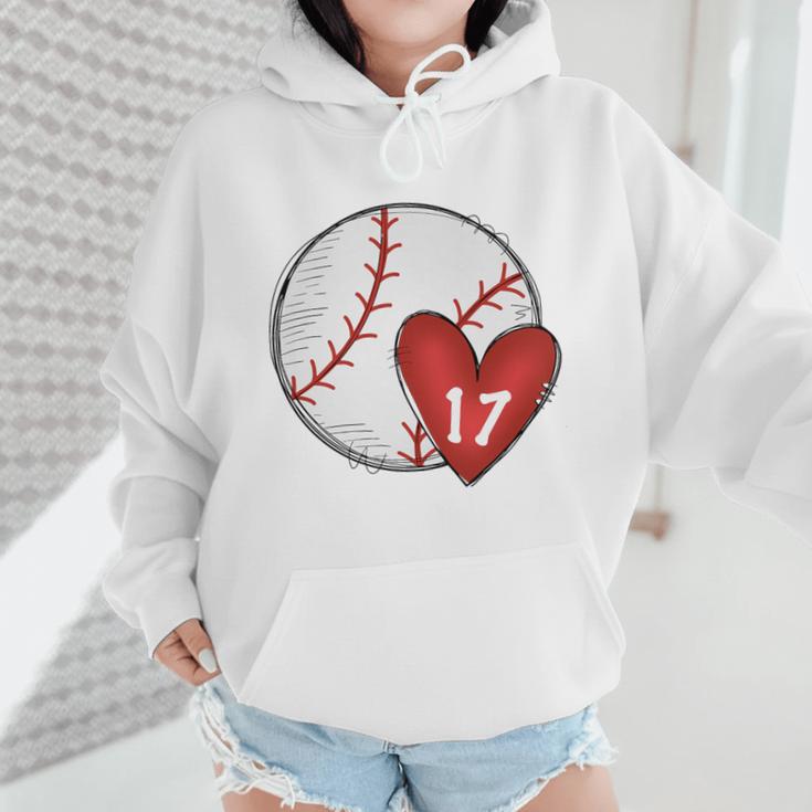 Custom Baseball Mom Number 17 Heart For Mom Mommy Premium Wmen Hoodie Custom Baseball Mom Number 17 Heart For Mom Mommy Premium Wmen Hoodie