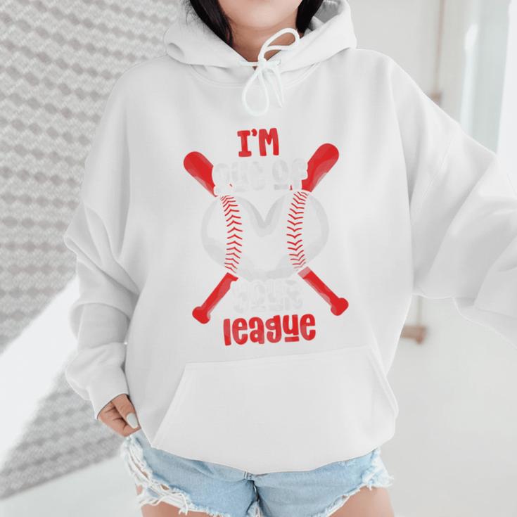 Cute Baseball Mom Out Of Your League Mommy Sports Players Premium Wmen Hoodie