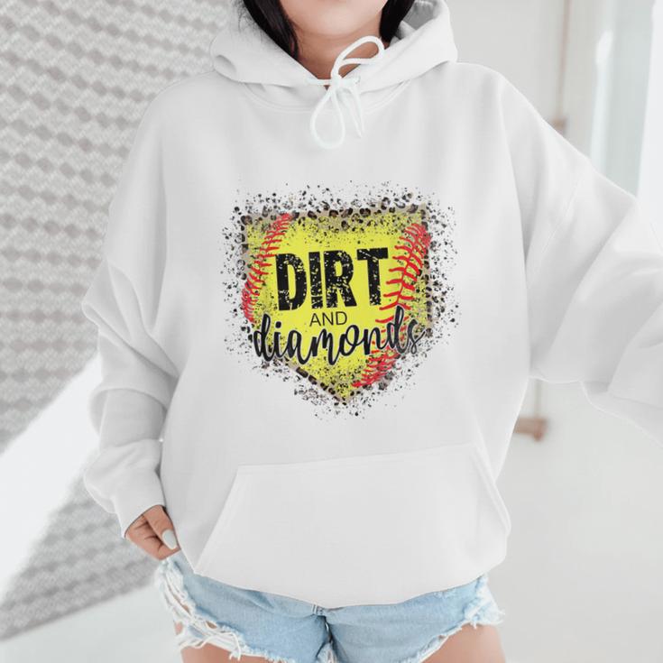 Dirt And Diamonds Baseball Leopard Baseball Mom Wmen Hoodie