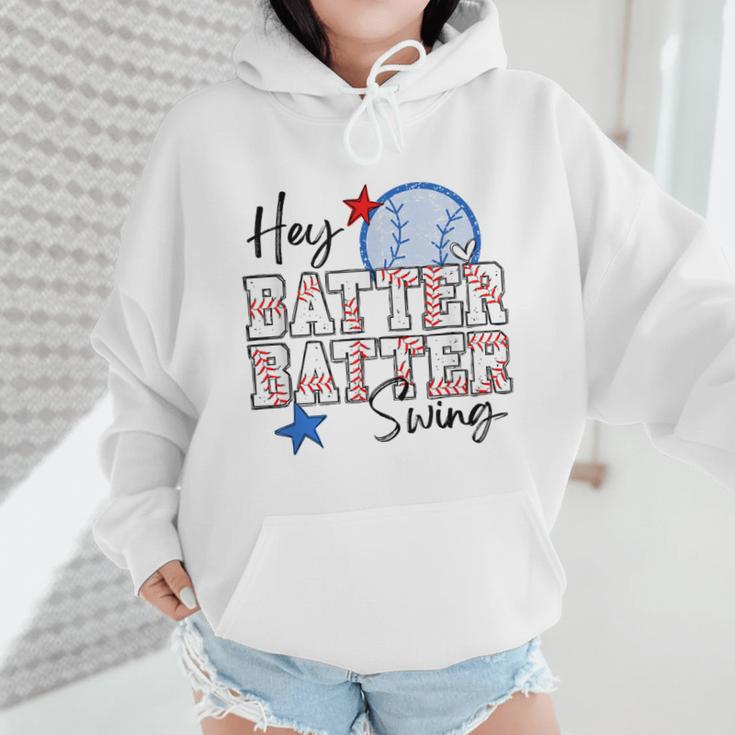 Hey Batter Batter Swing Graphic For Baseball Moms Wmen Hoodie