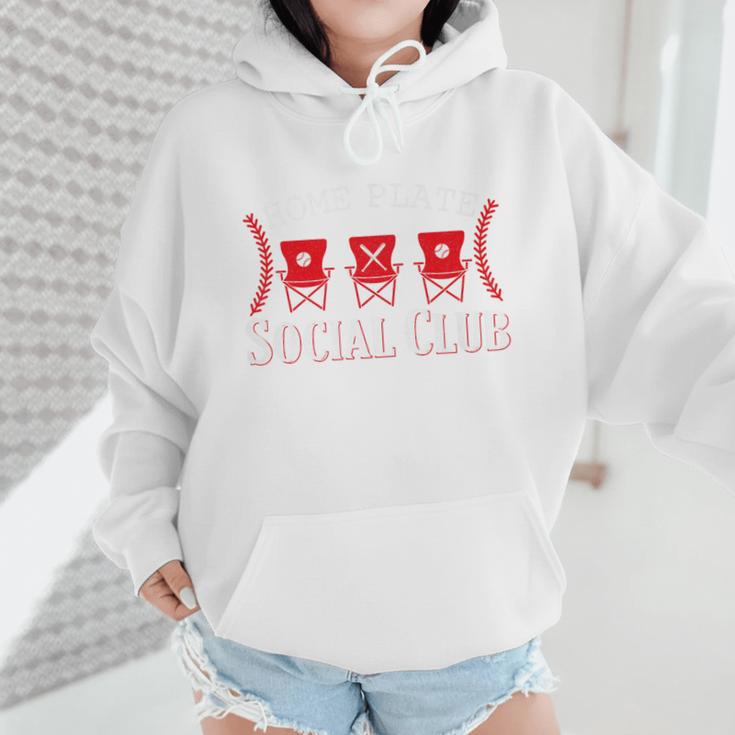 Home Plate Social Club Softball Season Baseball Mom Premium Wmen Hoodie