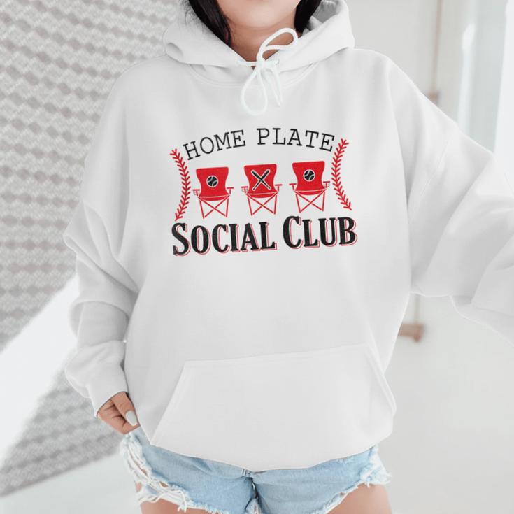 Home Plate Social Club Softball Season Baseball Mom Wmen Hoodie Home Plate Social Club Softball Season Baseball Mom Wmen Hoodie