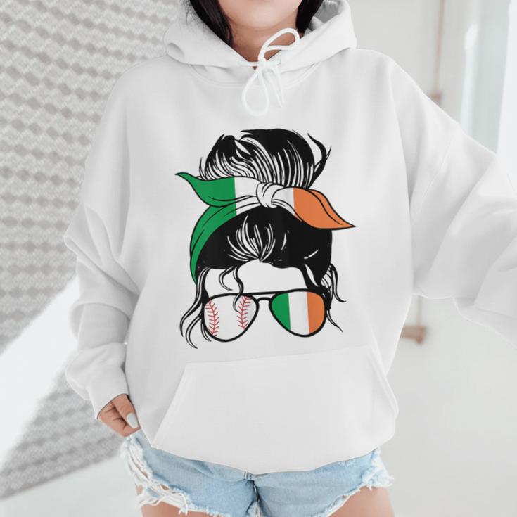 Ireland Baseball Mom Messy Bun Irish Baseball Girl Wmen Hoodie Ireland Baseball Mom Messy Bun Irish Baseball Girl Wmen Hoodie