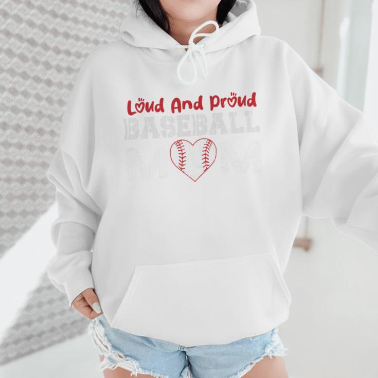 Loud And Proud Baseball Mom Baseball Mom Heart Wmen Hoodie