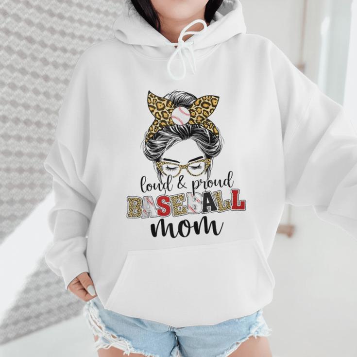 Loud And Proud Baseball Mom Messy Bun Leopard Baseball Mom Wmen Hoodie Loud And Proud Baseball Mom Messy Bun Leopard Baseball Mom Wmen Hoodie