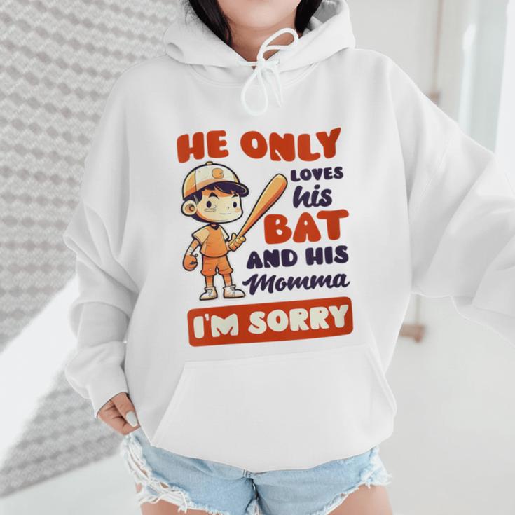 Loves Bat And His Momma Baseball Mom Wmen Hoodie