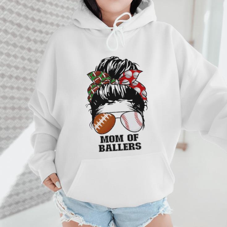 Mom Of Ballers Messy Bun Football Mom Baseball Mom Of Both Premium Tri-Blend Wmen Hoodie