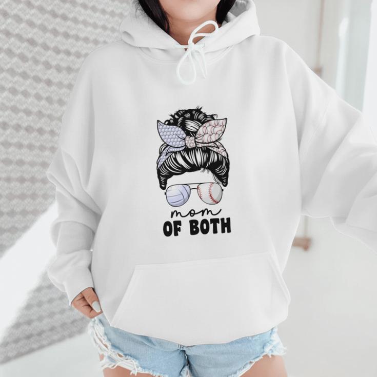 Mom Of Both Volleyball And Baseball Mom For Women Messy Bun Wmen Hoodie Mom Of Both Volleyball And Baseball Mom For Women Messy Bun Wmen Hoodie