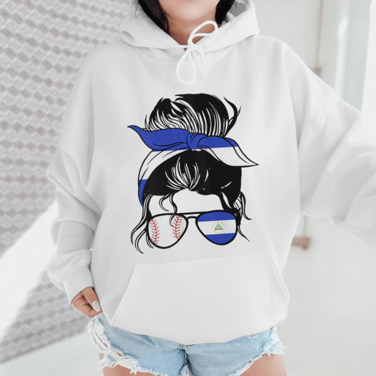 Nicaraguan Baseball Mom Nicaragua Flag Baseball Girl Wmen Hoodie