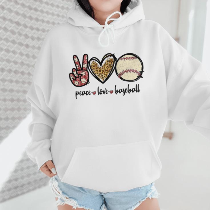 Peace Love Baseball Mom Leopard Print Cheetah Pattern Wmen Hoodie Peace Love Baseball Mom Leopard Print Cheetah Pattern Wmen Hoodie