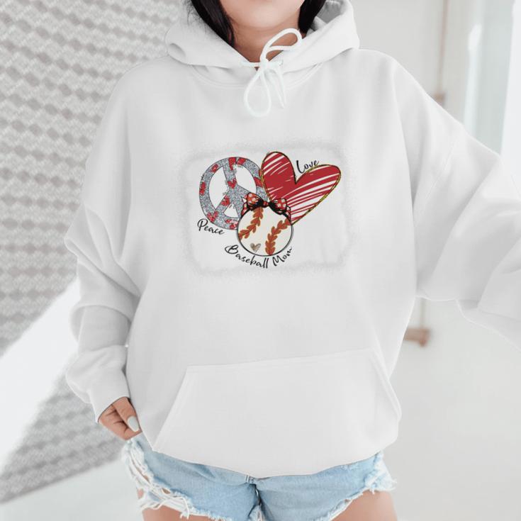 Peace Love Baseball Mom Mommy Premium Wmen Hoodie