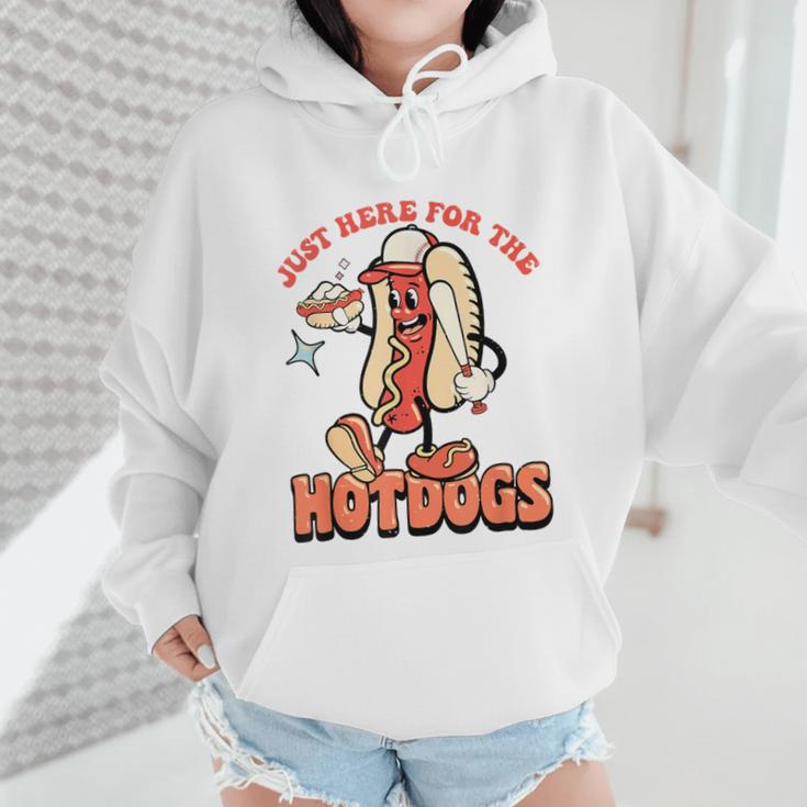 Retro Just Here For The Hotdogs Baseball Mom Sport Lover Wmen Hoodie Retro Just Here For The Hotdogs Baseball Mom Sport Lover Wmen Hoodie