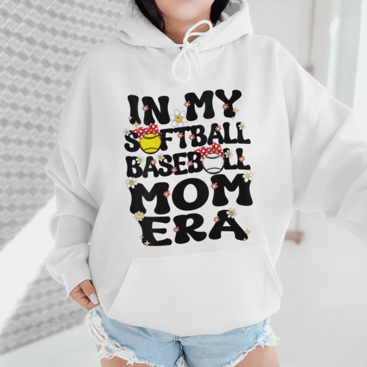 In My Softball Baseball Mom Era Retro Groovy Mom Of Both Wmen Hoodie In My Softball Baseball Mom Era Retro Groovy Mom Of Both Wmen Hoodie