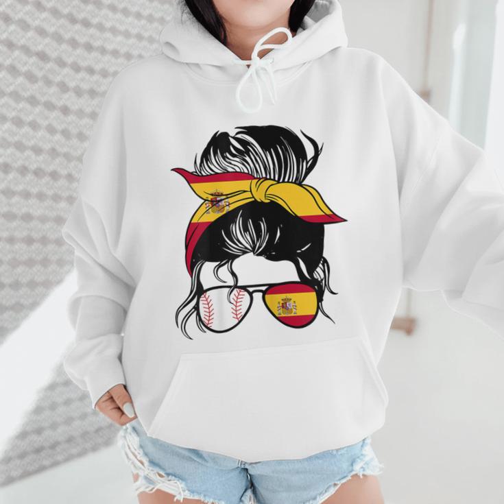 Spanish Baseball Mom Messy Bun Spain Baseball Girl Wmen Hoodie Spanish Baseball Mom Messy Bun Spain Baseball Girl Wmen Hoodie