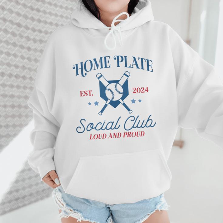 Spring 2024 Season Cute Baseball Mom Home Plate Social Club Wmen Hoodie Spring 2024 Season Cute Baseball Mom Home Plate Social Club Wmen Hoodie