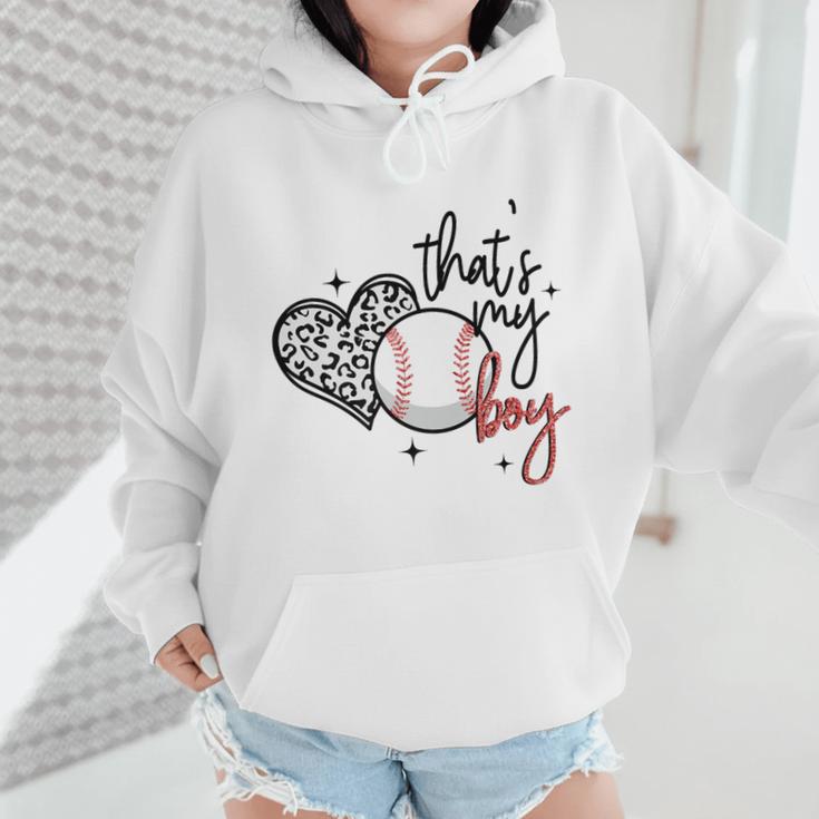 That's My Boy Leopard Heart Baseball Mom Premium Wmen Hoodie