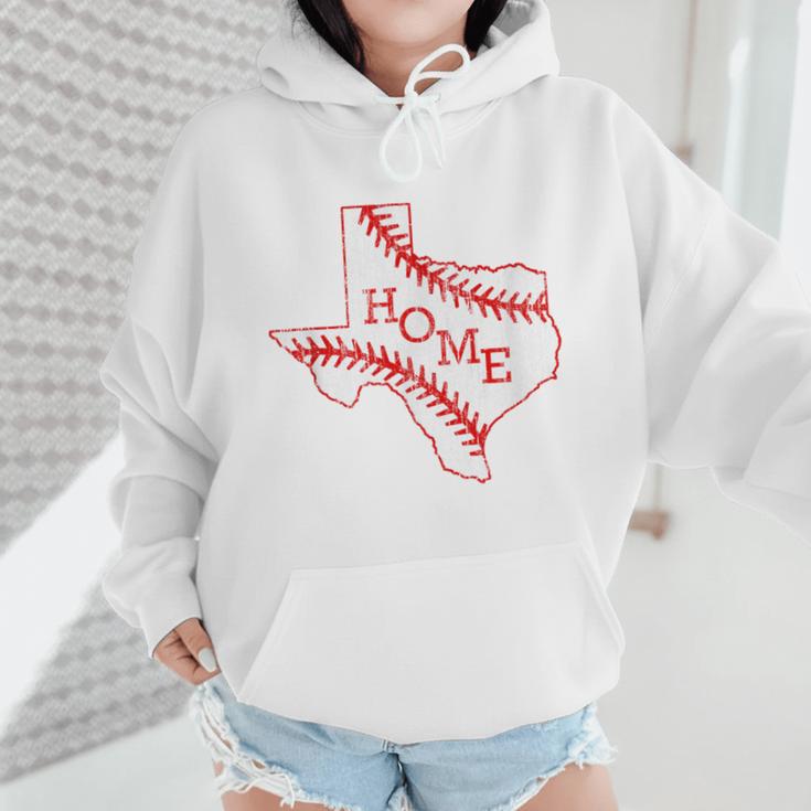 Vintage Texas State Map Home Baseball Lover Baseball Mom Wmen Hoodie