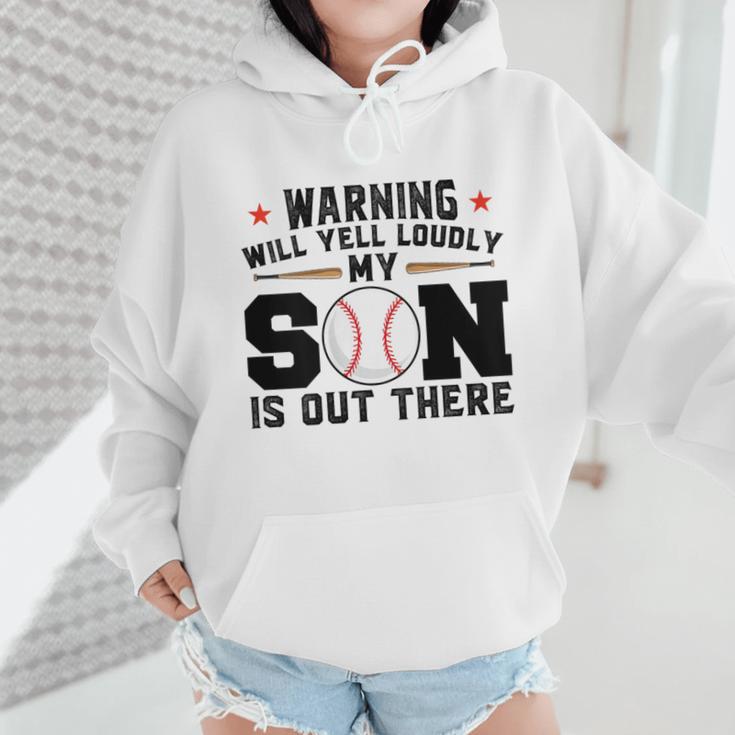 Warning Will Yell Loudly My Son Baseball Mom Wmen Hoodie