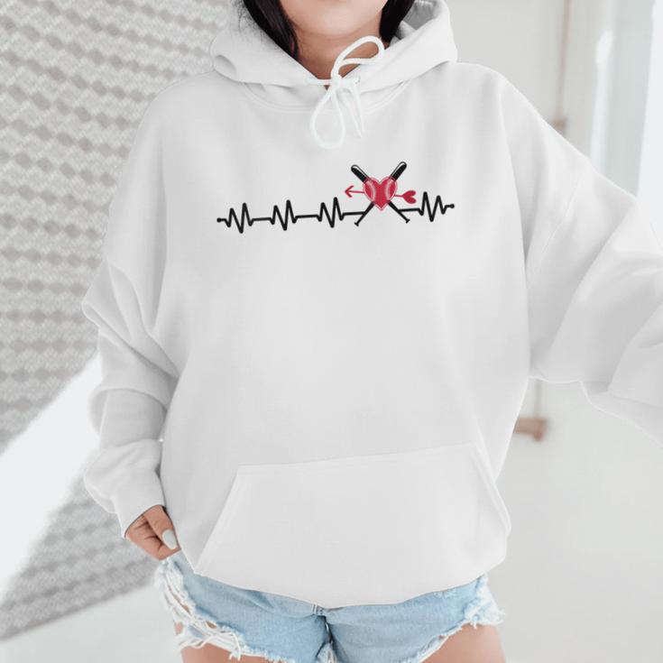 Women's Baseball Softball Baseball Mom Heartbeat Baseball Wmen Hoodie