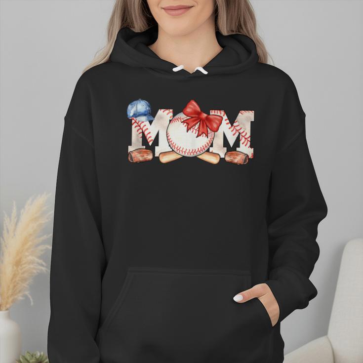 Ball Mom Bow Tie Baseball Mom Wmen Hoodie