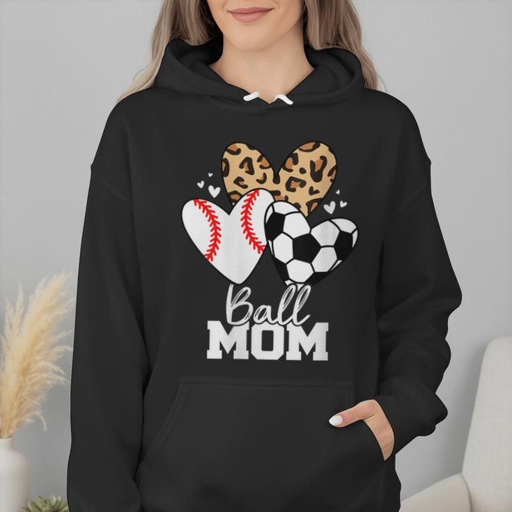 Ball Mom Soccer Baseball Mom Heart Wmen Hoodie