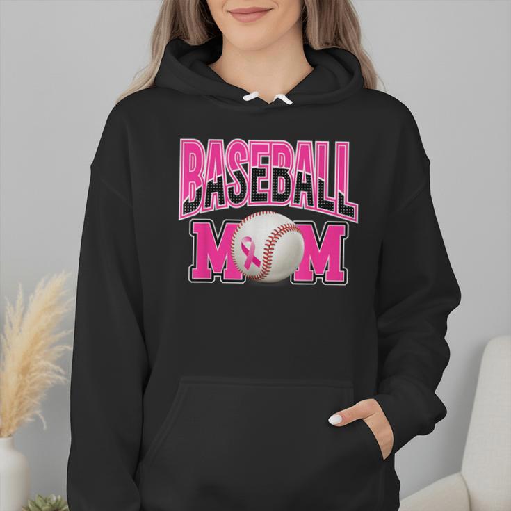 BASEBALL MOM BREAST CANCER RIBBON PINK SPORTS MOM Wmen Hoodie