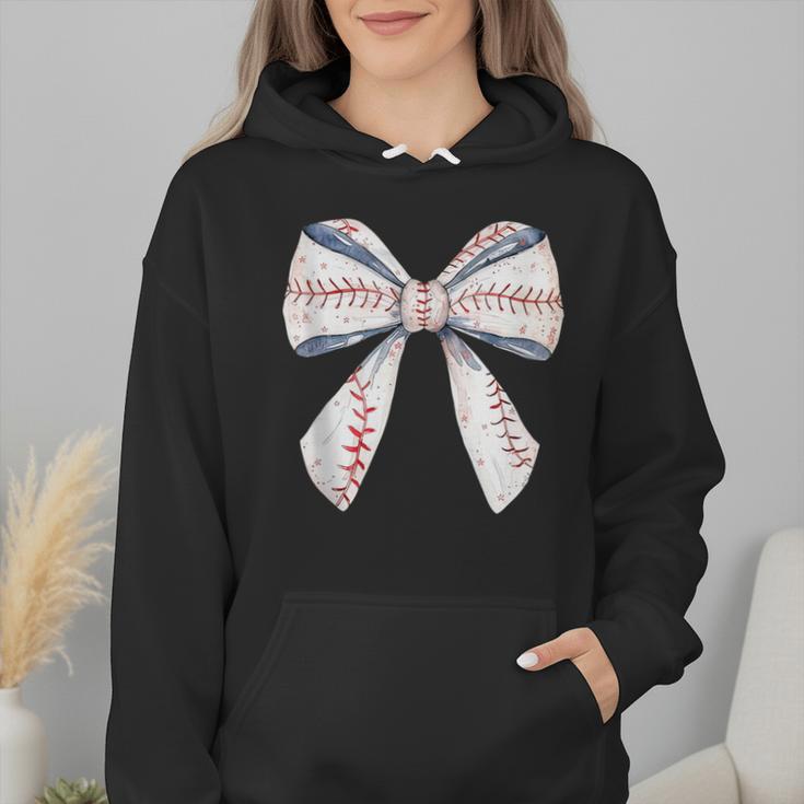 Baseball Mom Coquette Bow Baseball Mama Wmen Hoodie