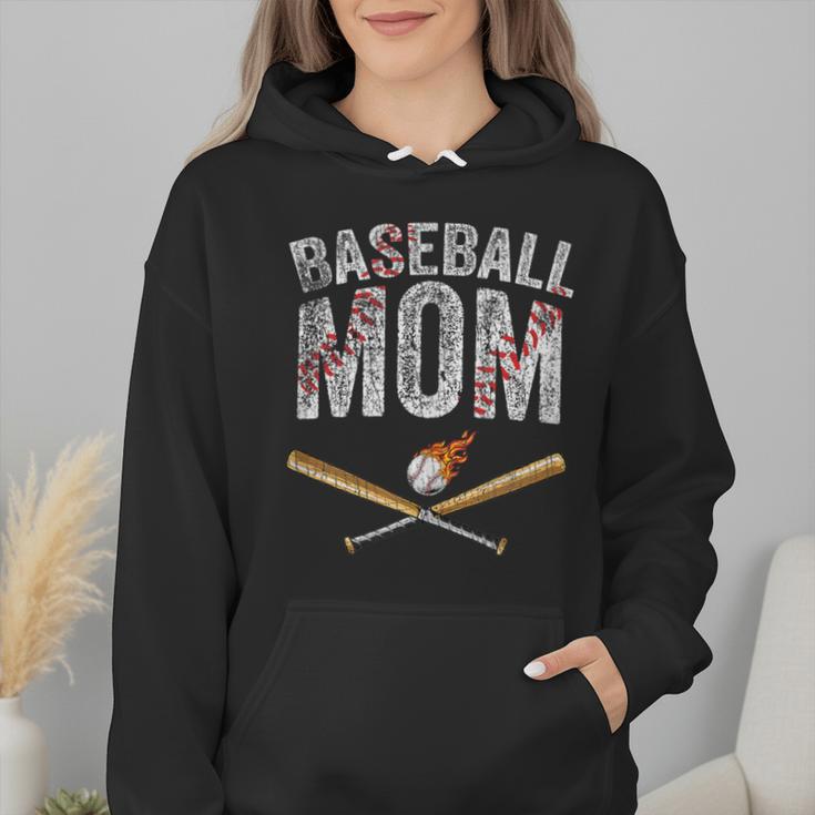 Baseball Mom Crossed Bats With Ball On Fire Distressed Wmen Hoodie Baseball Mom Crossed Bats With Ball On Fire Distressed Wmen Hoodie