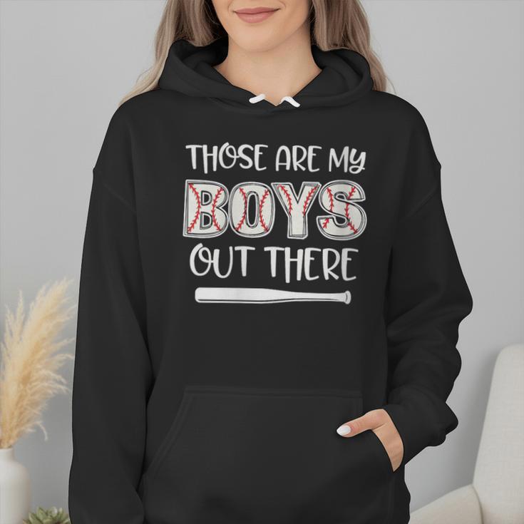 Baseball Mom And Grandma Those Are My Boys Baseball Game Wmen Hoodie