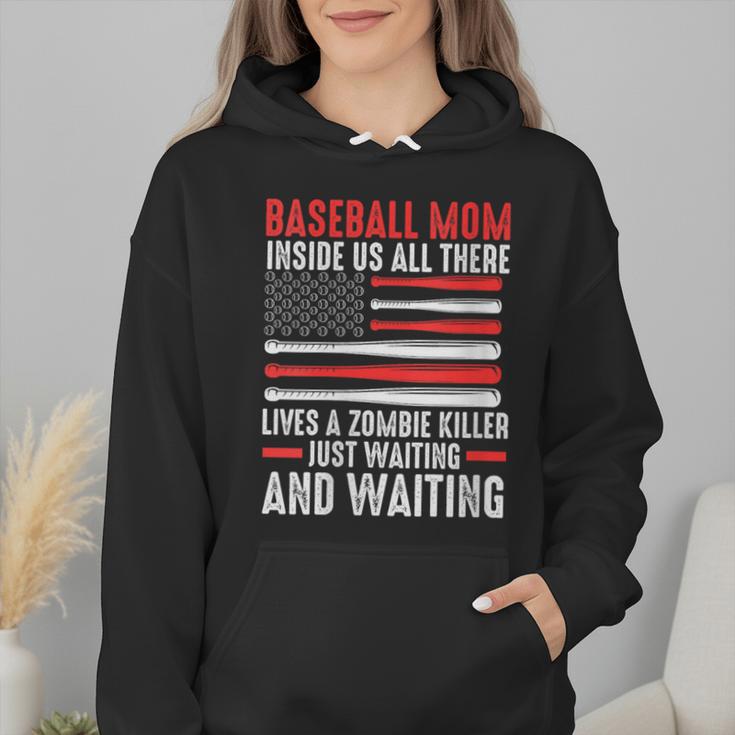 Baseball Mom Inside Us All There Lives a Zombie Sport Wmen Hoodie