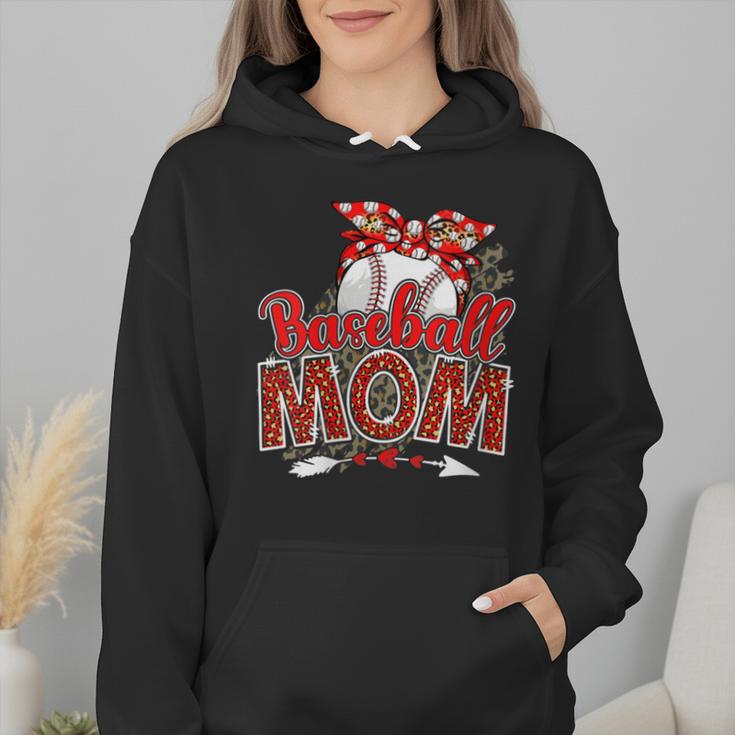 Baseball Mom Mama Mother's Day Leopard Sport Mom Mama Wmen Hoodie
