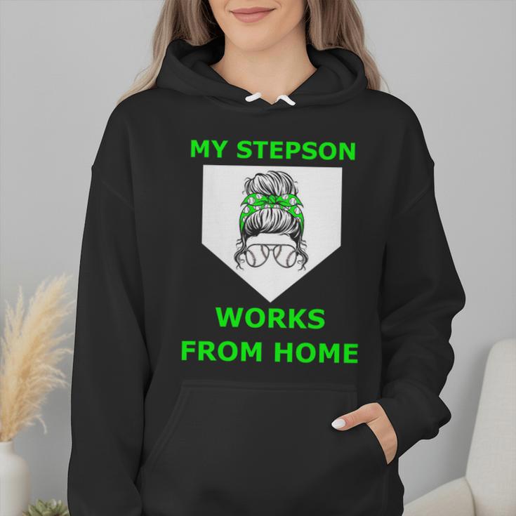 Baseball Mom Quote My Stepson Works From Home Wmen Hoodie Baseball Mom Quote My Stepson Works From Home Wmen Hoodie